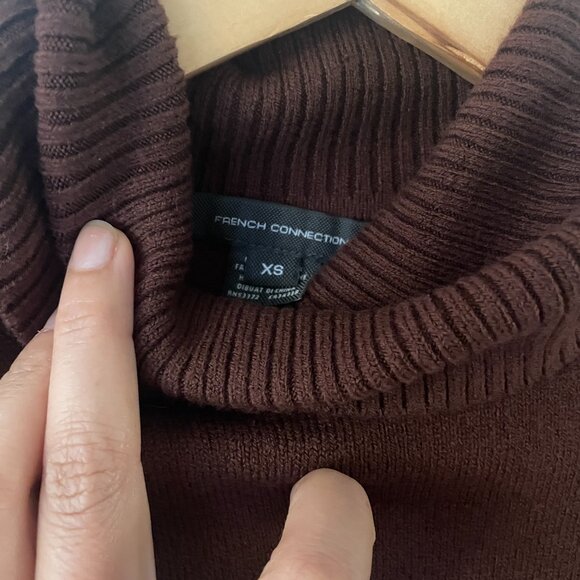 French Connection Babysoft Turtleneck Sweater, Chocolate Brown, Size XS - Picture 5 of 7